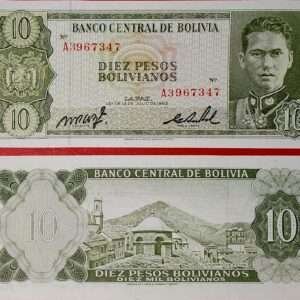 Bolivia, 10 pesos Bolivianos año 1962 Estado UNC.