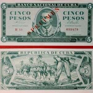 SPECIMEN 5 pesos de Cuba año 19644UNC
