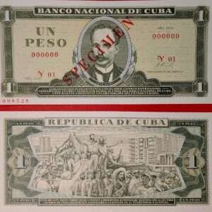 SPECIMEN 1 peso de Cuba año 1972 UNC