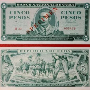 MUESTRA 5 pesos de Cuba año 1964
